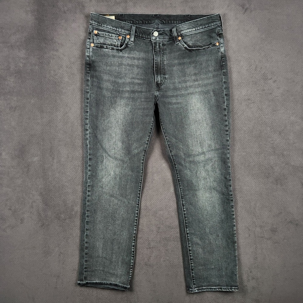 Levis 514 Premium Big E Jeans Mens 38x32 Faded Gray Straight Fit Stretch